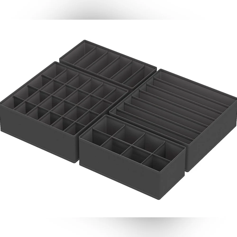 Set of 4 Fabric Drawer Organizers (Foldable) For Underwear and Bras